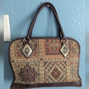 marld Elegant Brown Patterned Handbag